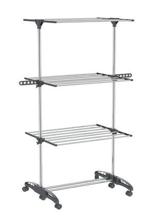 Namaro Design Rack tendedero OR-449744 gris con negro de 3 niveles de acero inoxidable