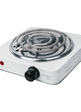 Parrilla eléctrica 1 quemador en espiral, blanca, BASIC