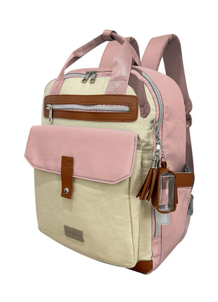 Pañalera backpack Giza beige con rosa PeakTour