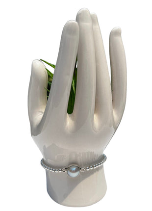 Bárbara pulsera perla Mod. PE#3, color: plata