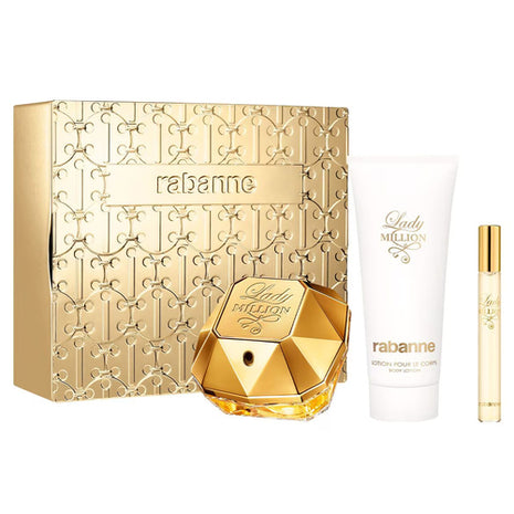Paco Rabanne set 3 piezas Lady Million edp 80 ml + crema corporal 100nml + perfumero 10 ml. Dama
