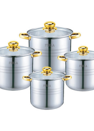 Batería de Cocina Florencia 8 piezas inoxidable S008 Perla