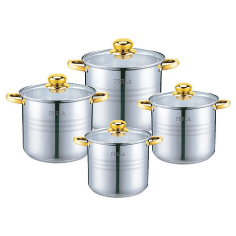 Batería de Cocina Florencia 8 piezas inoxidable S008 Perla