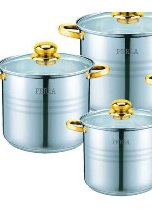Batería de Cocina Florencia 8 piezas inoxidable S008 Perla