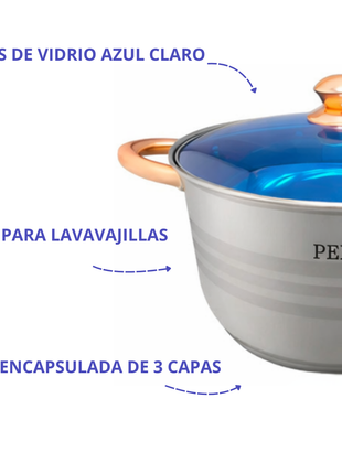 Batería de Cocina Sandy 6 piezas inoxidable S017S Perla