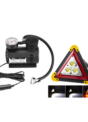 Set de compresor de aire + Señal de advertencia con luz LED recargable SCLA0223 GB