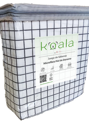 Juego de sábanas Microfibra Koala matrimonial cuadro Rebeca®
