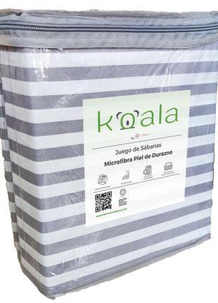 Juego de sábanas Microfibra Koala matrimonial raya Rebeca®