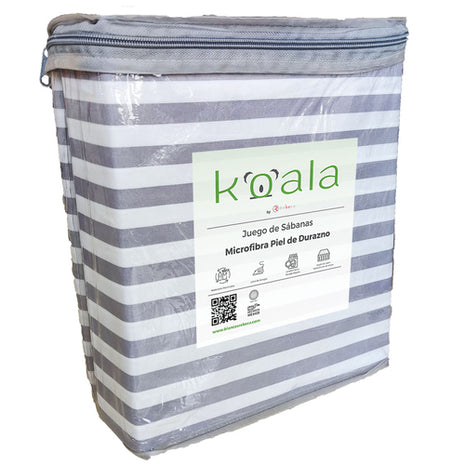 Juego de sábanas Microfibra Koala matrimonial raya Rebeca®