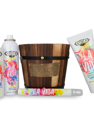 Cuba Set Viva La Vida Dama 4 pzs | Perfume EDP 100 ml + Desodorante Corporal 200 ml + Crema Corporal 200 ml + Spray EDP 35 ml