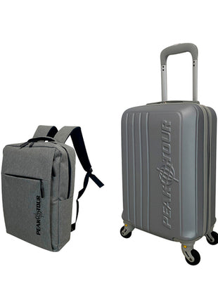 Juego de maleta rígida 17" y mochila Paris plata Peak Tour