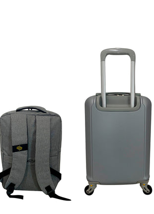 Juego de maleta rígida 17" y mochila Paris plata Peak Tour