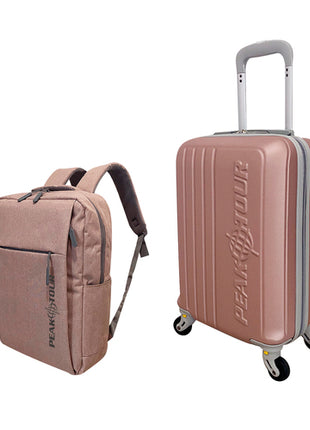 Juego de maleta rígida 17" y mochila Paris rose gold Peak Tour