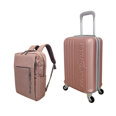 Juego de maleta rígida 17" y mochila Paris rose gold Peak Tour