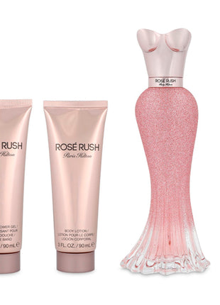 Paris Hilton Set Rosé Rush 4 pzs Perfume EDP 100 ml + Gel de Ducha 90 ml + Loción Corporal 90 ml + Spray 10 ml