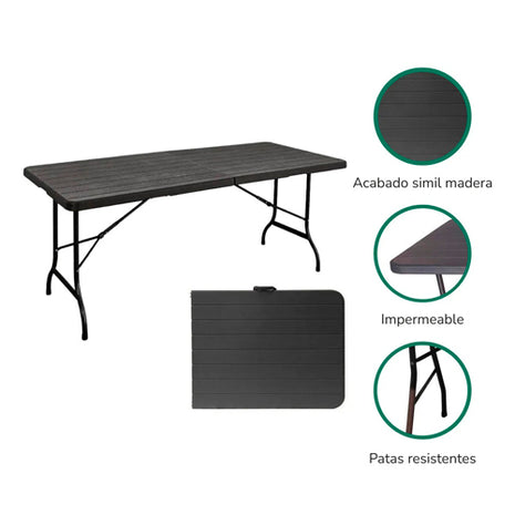 Génesis Mesa tipo portafolio SM-MMCO café de 1.80 metros de plástico tipo madera