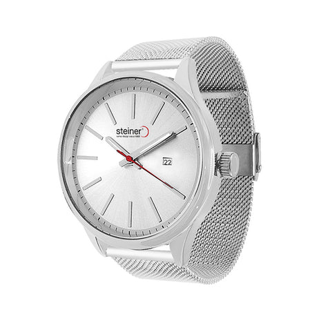 Steiner Reloj para caballero ST25310WQ8 plata con extensible de acero inoxidable