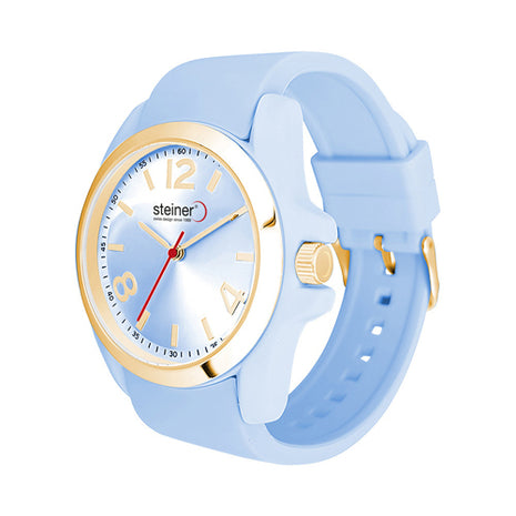 Steiner Reloj para dama ST25319WQ azul con correa de silicón