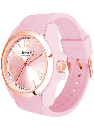 Steiner Reloj para dama ST25320WQ rosa con correa de silicón