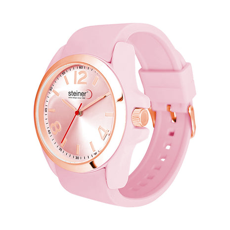 Steiner Reloj para dama ST25320WQ rosa con correa de silicón