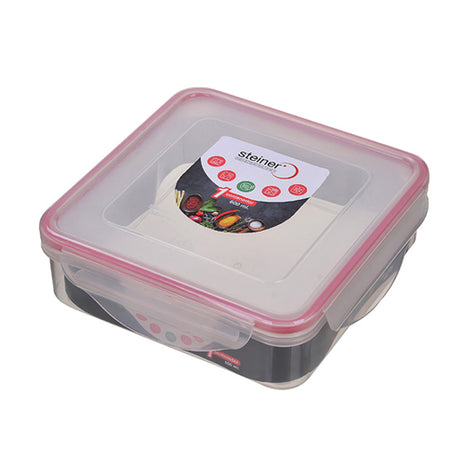Steiner Contenedor de 600ml ST3003 transparente cuadrado de plástico