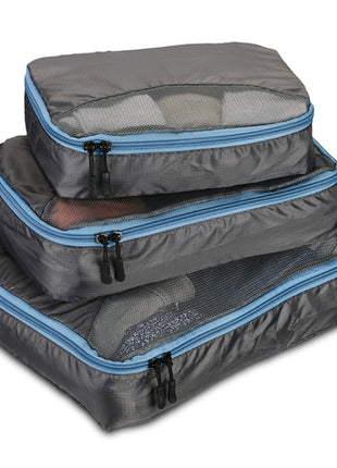 Conair Set de 3 bolsas organizadoras de viaje TS086XES gris con azul impermeables con malla transpirable