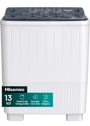 Hisense Lavadora WSA1304P blanco de 13 kilos doble tina