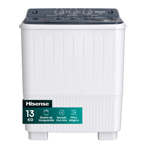 Hisense Lavadora WSA1304P blanco de 13 kilos doble tina