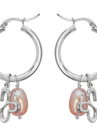 Tanya Moss Arracadas grandes con perla rosa YE2863 plata .925