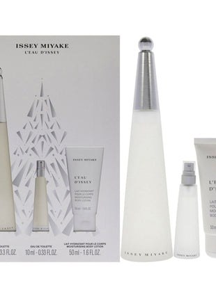 Issey Miyake Set 3 pzas L'eau d'Issey edt 100 ml / crema corporal 50 ml / Mini 10 ml. Dama