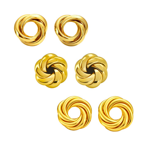 Zvezda Set De 3 Broqueles ZAR-CH-3-A1 Aretes Chapa 18K