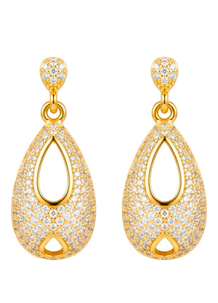 Zvezda Aretes de Gota Chicos ZAR-CH-GOTA-CH chapa de oro amarillo de 18k y circonias