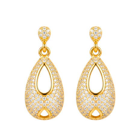 Zvezda Aretes de Gota Chicos ZAR-CH-GOTA-CH chapa de oro amarillo de 18k y circonias