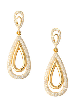 Zvezda Aretes de Gota ZAR-CH-GOTA-GDE chapa de oro amarillo de 18k y circonias