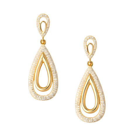 Zvezda Aretes de Gota ZAR-CH-GOTA-GDE chapa de oro amarillo de 18k y circonias