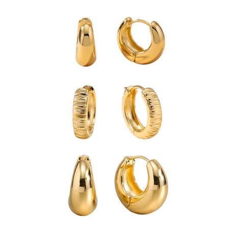 Zvezda Set de 3 Arracadas ZAR-CH-SET-3P diferentes diseños chapa de oro amarillo de 18k