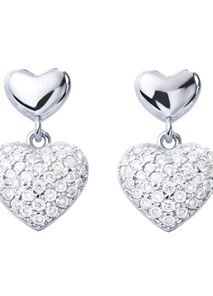 Zvezda Aretes Corazón ZAR-PL-COR15-LLP plateados con circonias