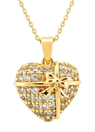 Zvezda Collar De Corazón ZCO-CH-COR-MOÑ Con Moño Chapa 18K
