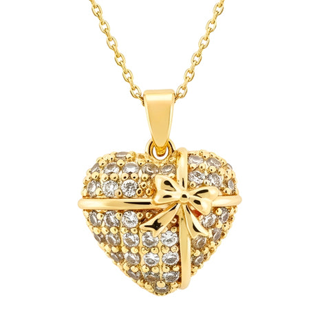 Zvezda Collar De Corazón ZCO-CH-COR-MOÑ Con Moño Chapa 18K