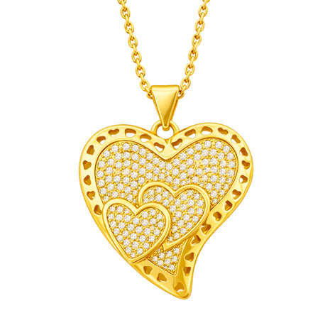 Zvezda Collar varios Corazones ZCO-CH-COR24-DOB chapa de oro amarillo de 18k