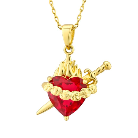 Zvezda Collar Corazón Con Espada ZCO-CH-CORA-ESP Chapa 18K