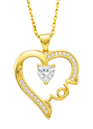 Zvezda Collar de Corazón MomZCO-CH-MOM21 chapa de oro amarillo y circonia