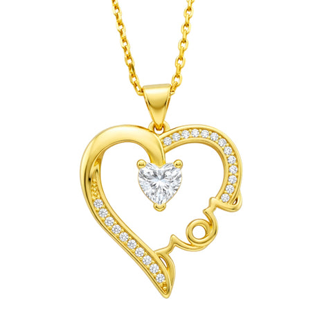 Zvezda Collar de Corazón MomZCO-CH-MOM21 chapa de oro amarillo y circonia