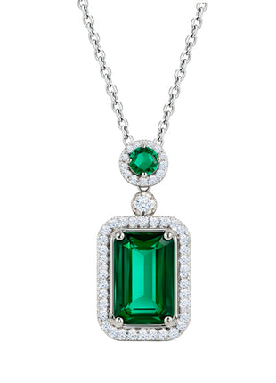 Zvezda Collar Baguette ZCO-PL-BAG-EME plateado con circonias esmeralda y cristal