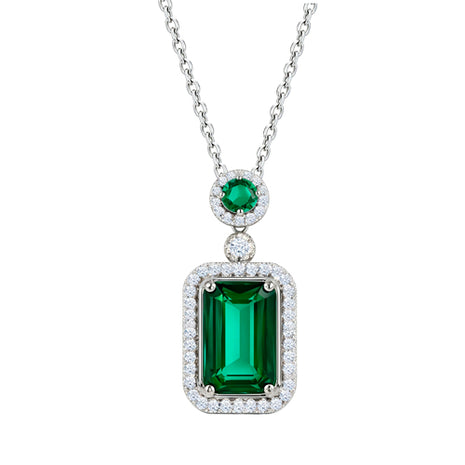 Zvezda Collar Baguette ZCO-PL-BAG-EME plateado con circonias esmeralda y cristal