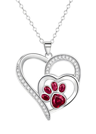 Zvezda Collar de Corazón con Huellita ZCO-PL-COR-HU plateado con circonias