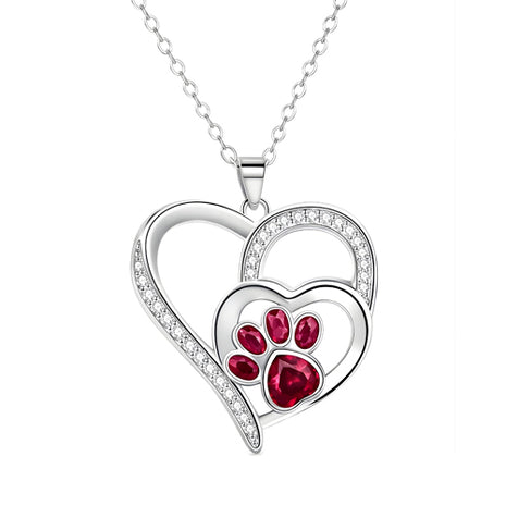 Zvezda Collar de Corazón con Huellita ZCO-PL-COR-HU plateado con circonias