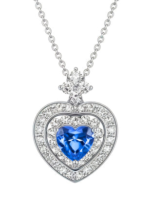 Zvezda Collar Corazón ZCO-PL-HEAR-AZ plateado con circonias sapphire y cristal
