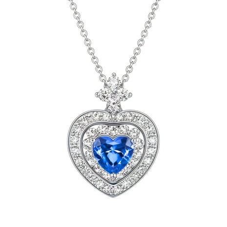 Zvezda Collar Corazón ZCO-PL-HEAR-AZ plateado con circonias sapphire y cristal