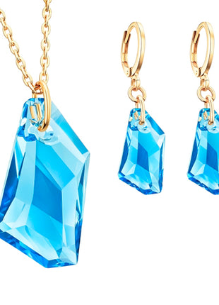 Zvezda Juego De Collar y Aretes ZJU-CH-DART-AQ De Art Aquamarine Chapa 18K